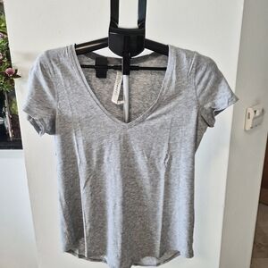 Gray V-Neck Women's Top